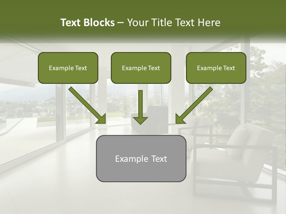 A Living Room Filled With Furniture And Large Windows PowerPoint Template