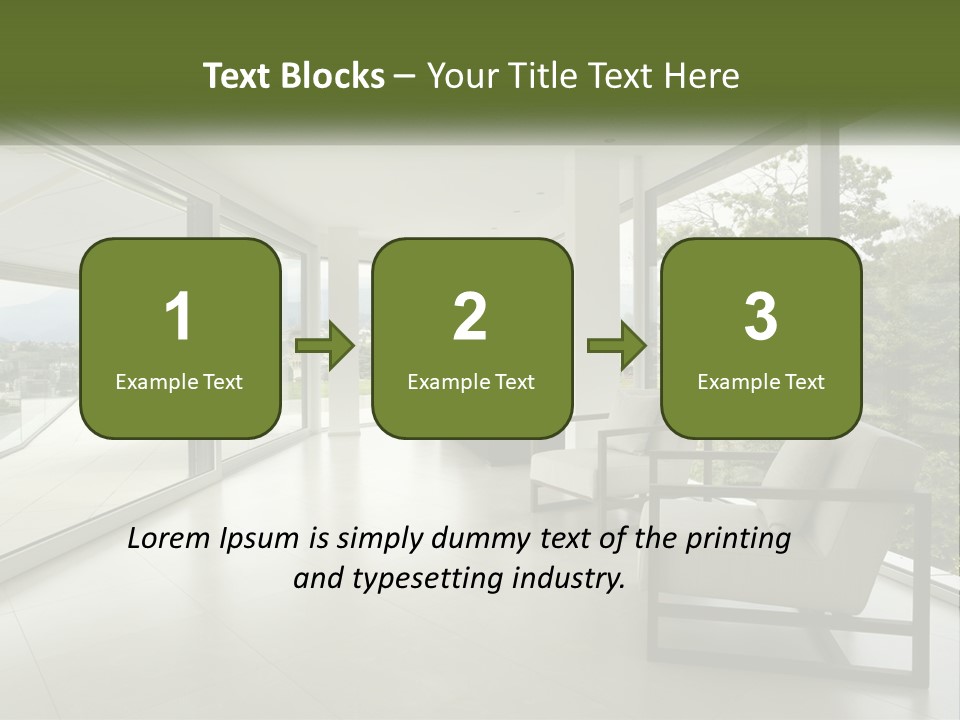 A Living Room Filled With Furniture And Large Windows PowerPoint Template