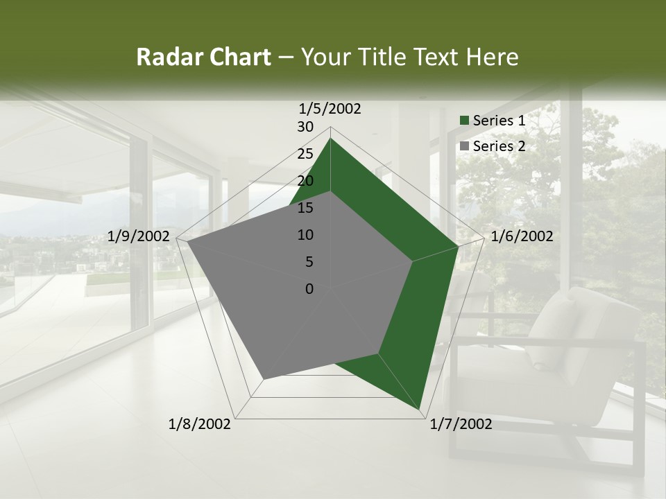 A Living Room Filled With Furniture And Large Windows PowerPoint Template