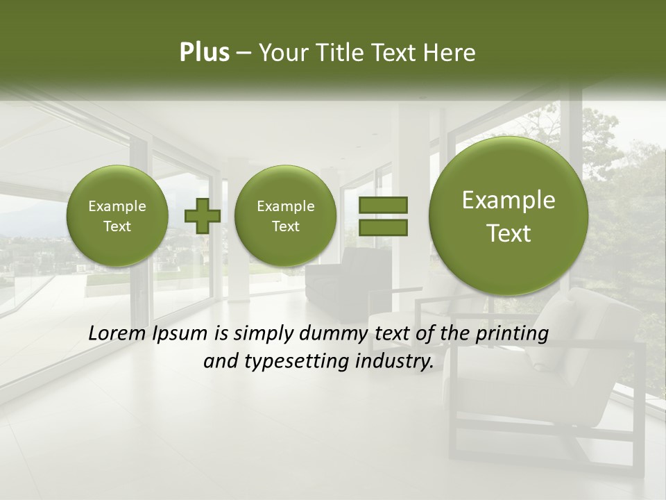 A Living Room Filled With Furniture And Large Windows PowerPoint Template