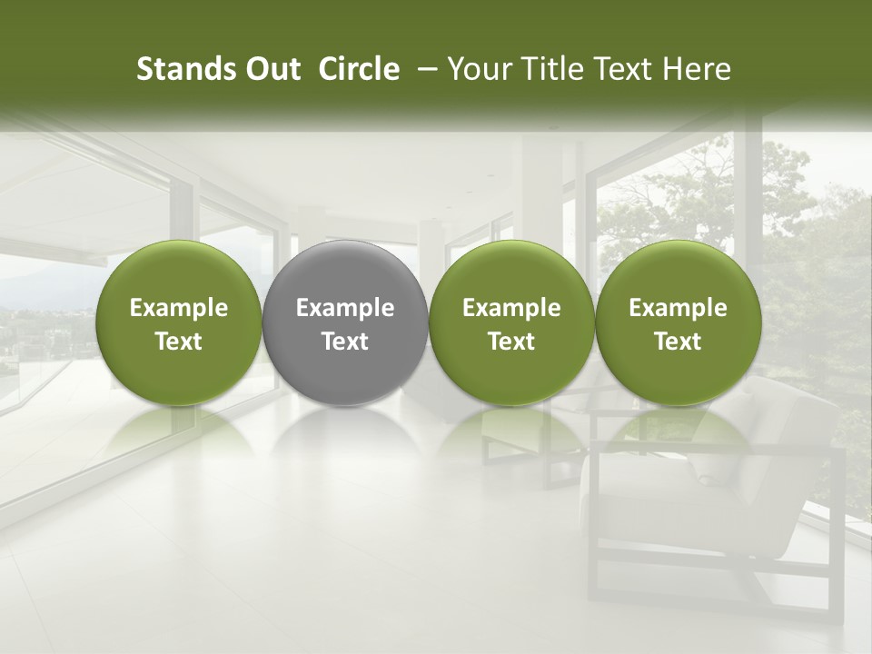 A Living Room Filled With Furniture And Large Windows PowerPoint Template