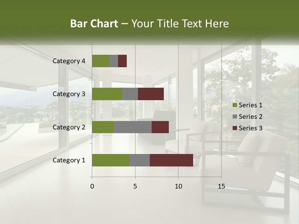 A Living Room Filled With Furniture And Large Windows PowerPoint Template