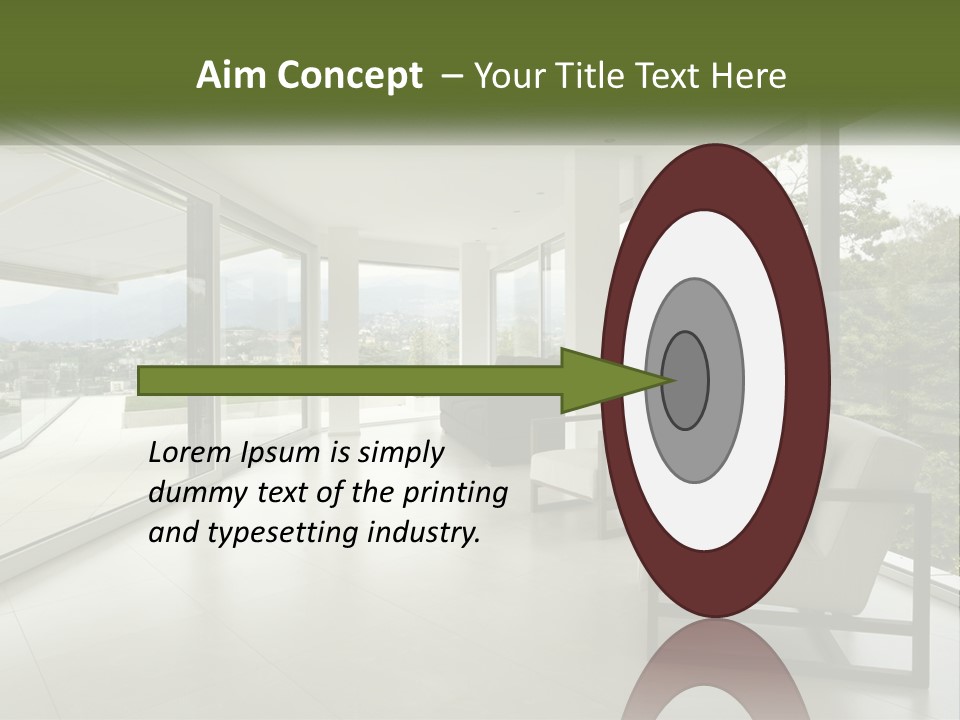 A Living Room Filled With Furniture And Large Windows PowerPoint Template