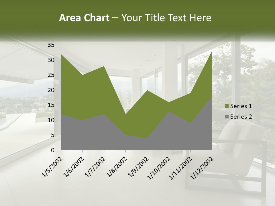 A Living Room Filled With Furniture And Large Windows PowerPoint Template