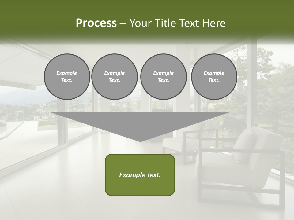 A Living Room Filled With Furniture And Large Windows PowerPoint Template