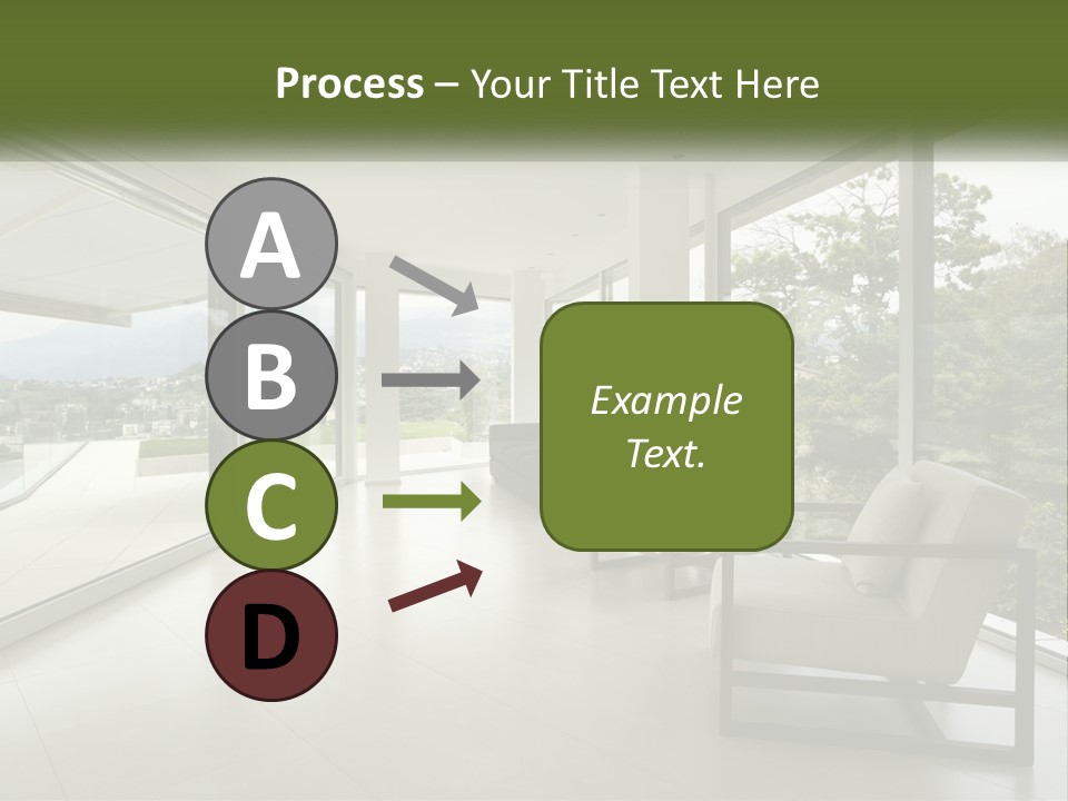 A Living Room Filled With Furniture And Large Windows PowerPoint Template