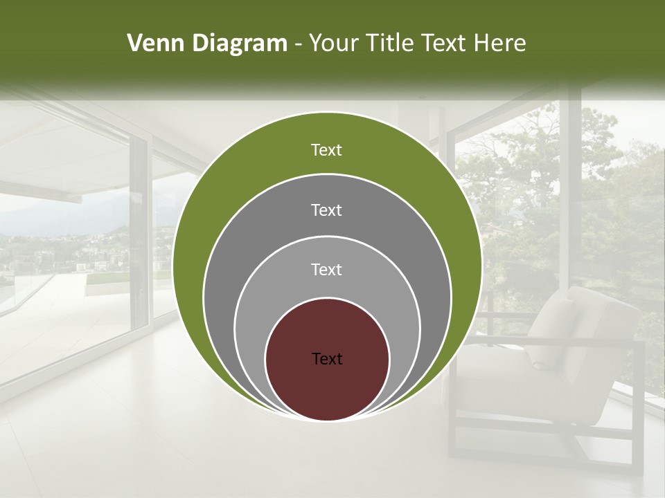A Living Room Filled With Furniture And Large Windows PowerPoint Template