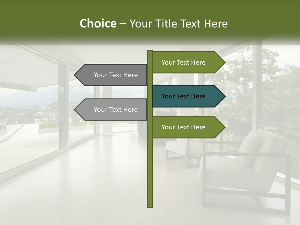 A Living Room Filled With Furniture And Large Windows PowerPoint Template