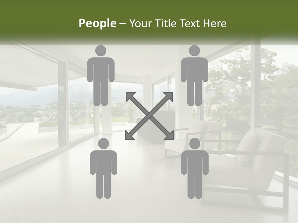 A Living Room Filled With Furniture And Large Windows PowerPoint Template