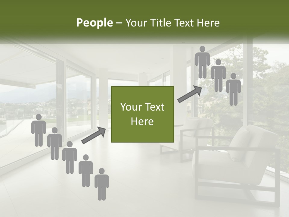 A Living Room Filled With Furniture And Large Windows PowerPoint Template