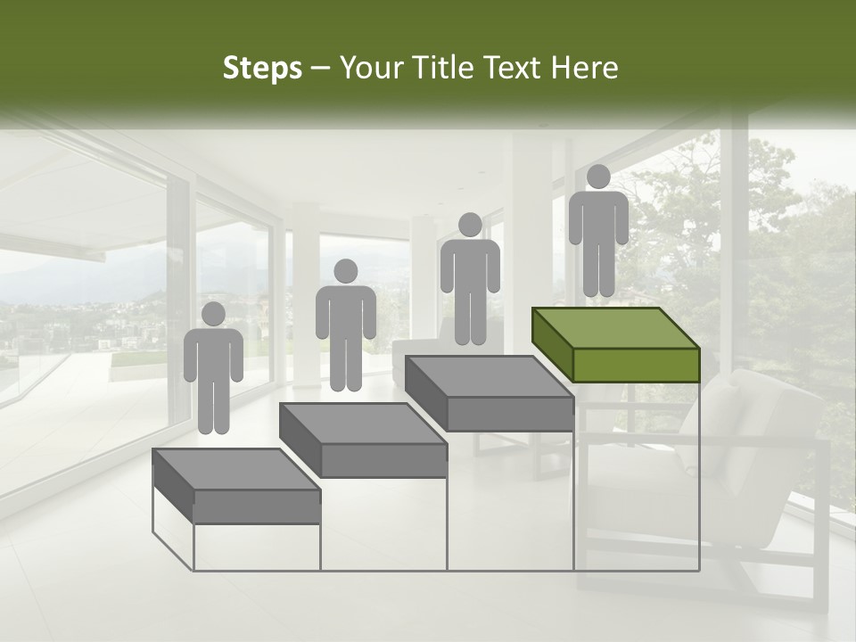 A Living Room Filled With Furniture And Large Windows PowerPoint Template