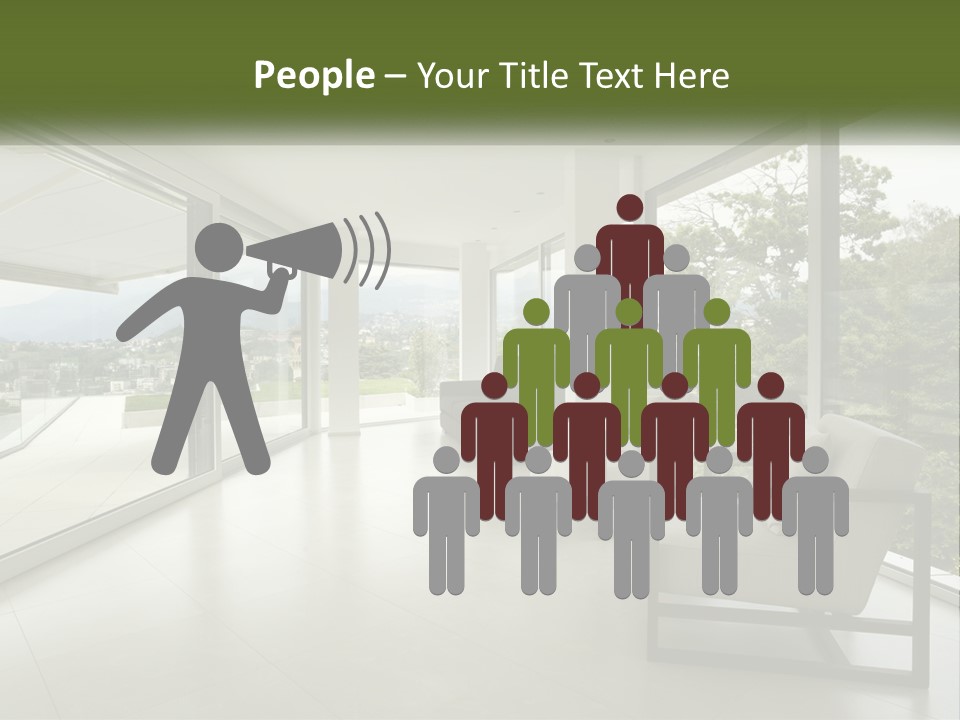 A Living Room Filled With Furniture And Large Windows PowerPoint Template