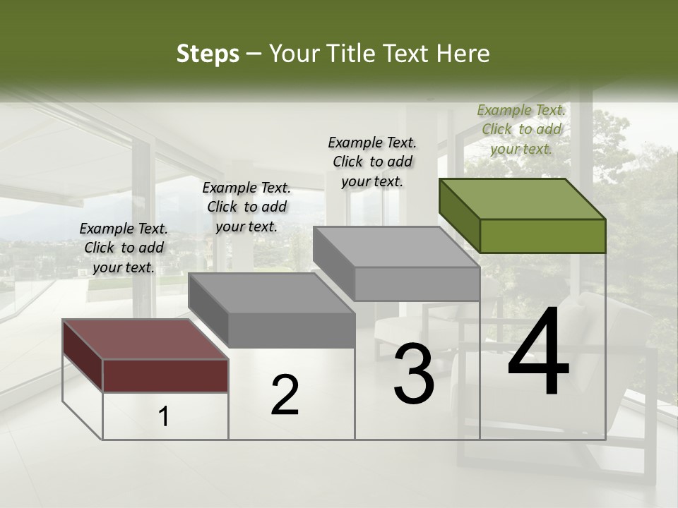A Living Room Filled With Furniture And Large Windows PowerPoint Template