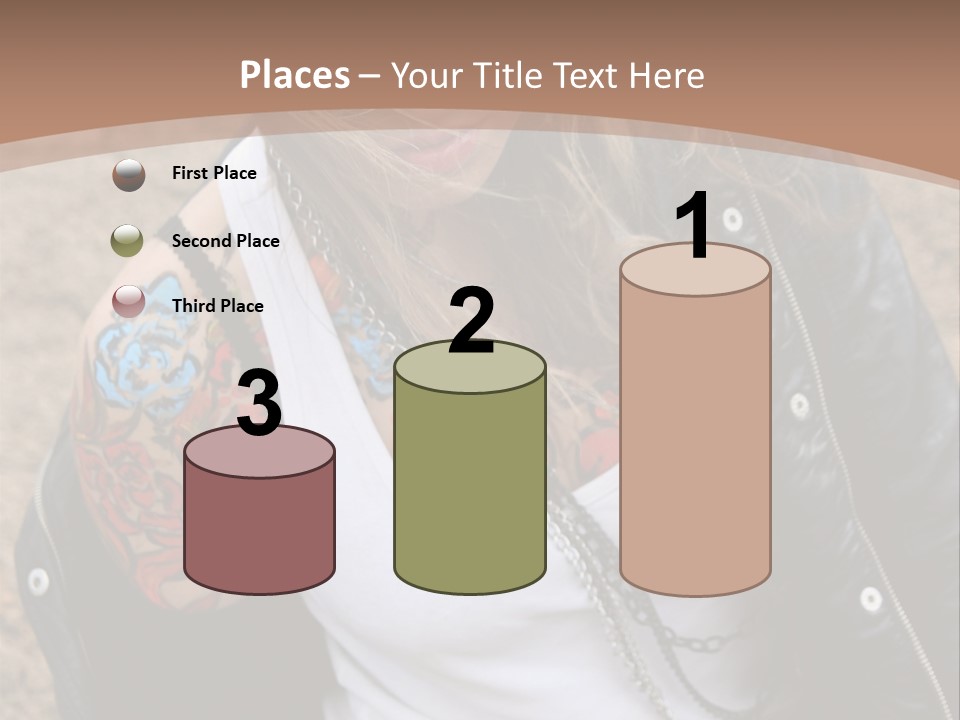 A Woman With A Leather Jacket And Sunglasses Sitting On A Rock PowerPoint Template