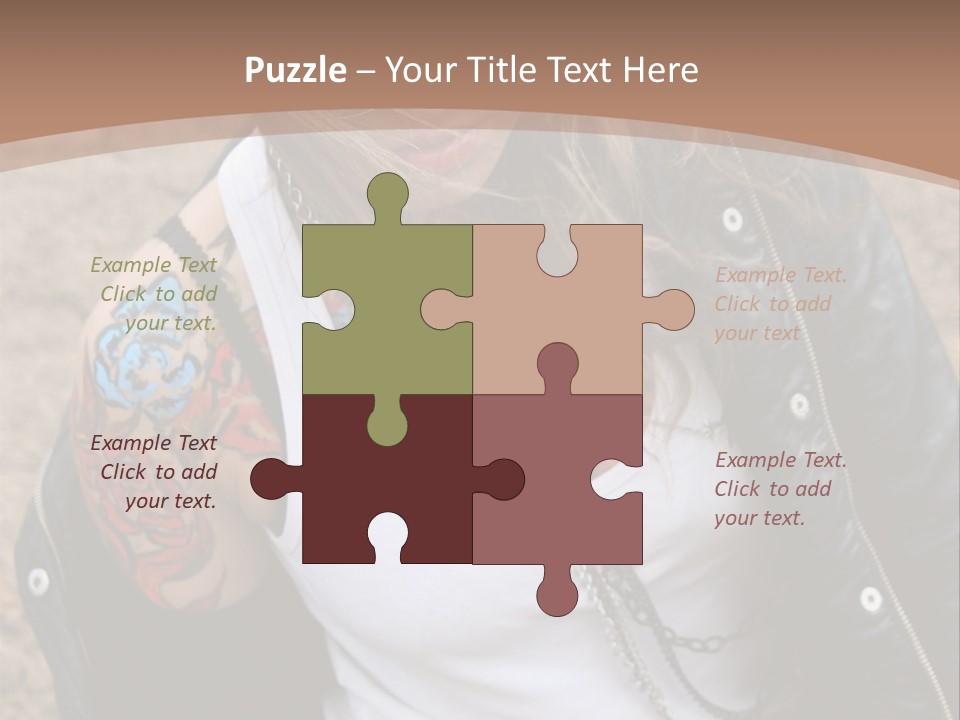 A Woman With A Leather Jacket And Sunglasses Sitting On A Rock PowerPoint Template