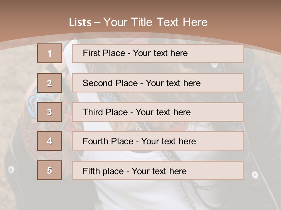 A Woman With A Leather Jacket And Sunglasses Sitting On A Rock PowerPoint Template