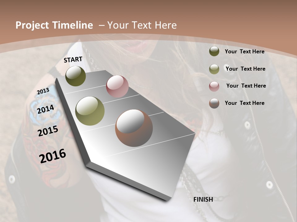 A Woman With A Leather Jacket And Sunglasses Sitting On A Rock PowerPoint Template