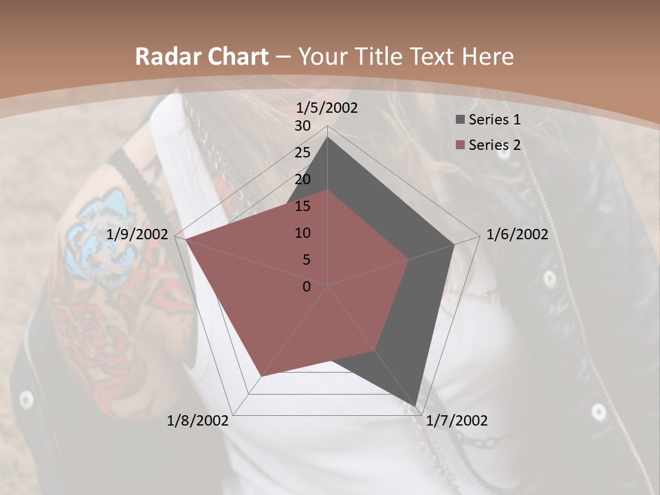 A Woman With A Leather Jacket And Sunglasses Sitting On A Rock PowerPoint Template