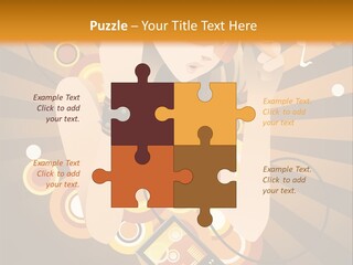 A Woman In A Hat Is Holding A Cell Phone PowerPoint Template