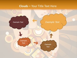 A Woman In A Hat Is Holding A Cell Phone PowerPoint Template