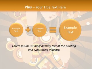 A Woman In A Hat Is Holding A Cell Phone PowerPoint Template