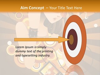 A Woman In A Hat Is Holding A Cell Phone PowerPoint Template