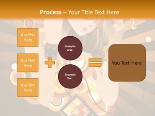 A Woman In A Hat Is Holding A Cell Phone PowerPoint Template