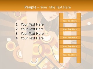 A Woman In A Hat Is Holding A Cell Phone PowerPoint Template