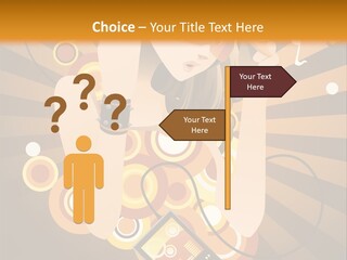 A Woman In A Hat Is Holding A Cell Phone PowerPoint Template