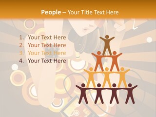 A Woman In A Hat Is Holding A Cell Phone PowerPoint Template