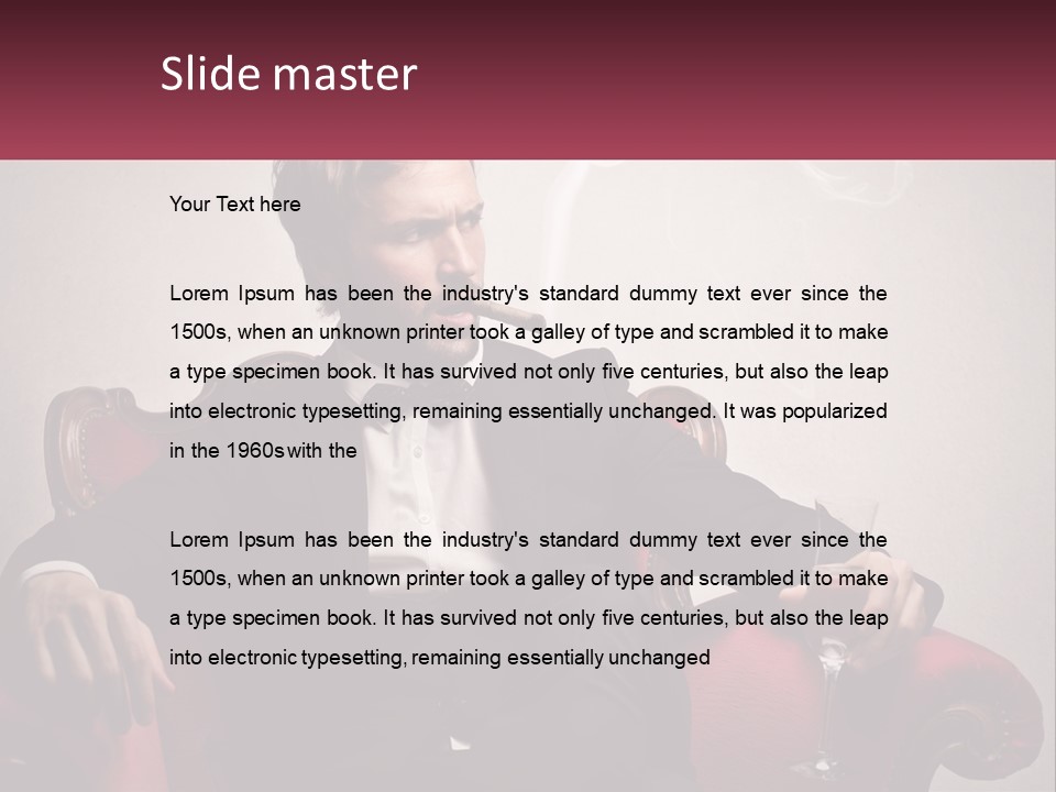 A Man Sitting In A Chair With A Cigarette In His Mouth PowerPoint Template