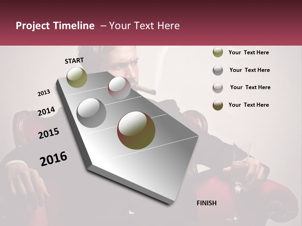 A Man Sitting In A Chair With A Cigarette In His Mouth PowerPoint Template