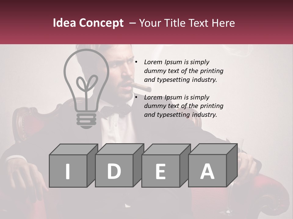 A Man Sitting In A Chair With A Cigarette In His Mouth PowerPoint Template