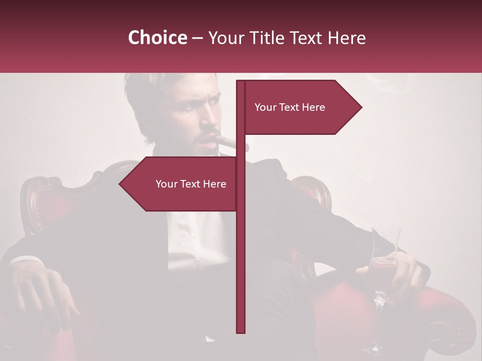 A Man Sitting In A Chair With A Cigarette In His Mouth PowerPoint Template