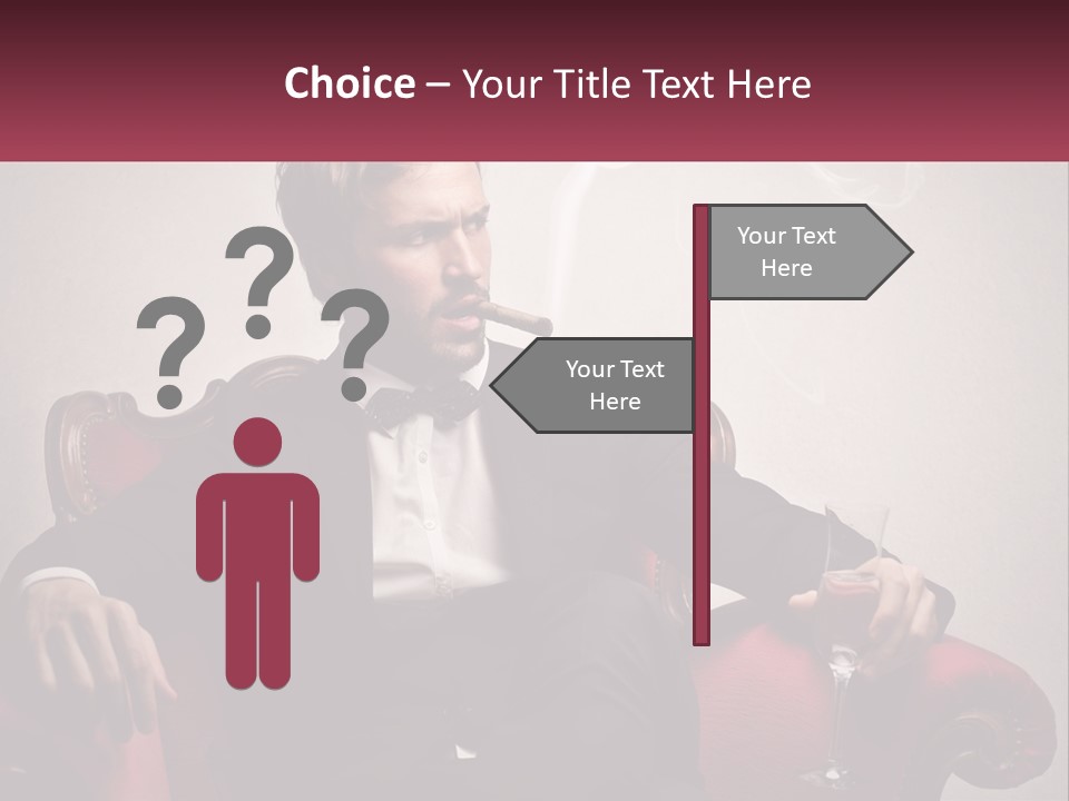 A Man Sitting In A Chair With A Cigarette In His Mouth PowerPoint Template