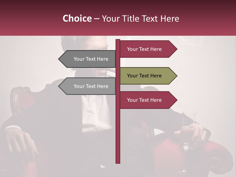 A Man Sitting In A Chair With A Cigarette In His Mouth PowerPoint Template