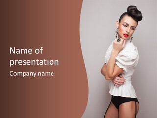 A Woman In Lingerie Posing For A Picture PowerPoint Template