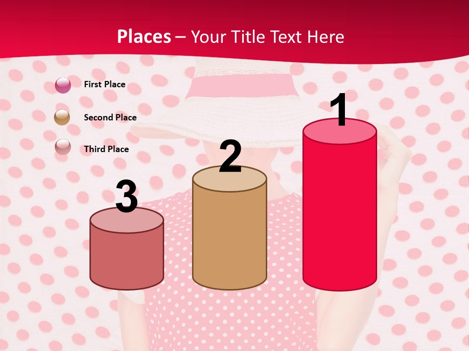 A Woman In A Red Polka Dot Dress And White Hat PowerPoint Template