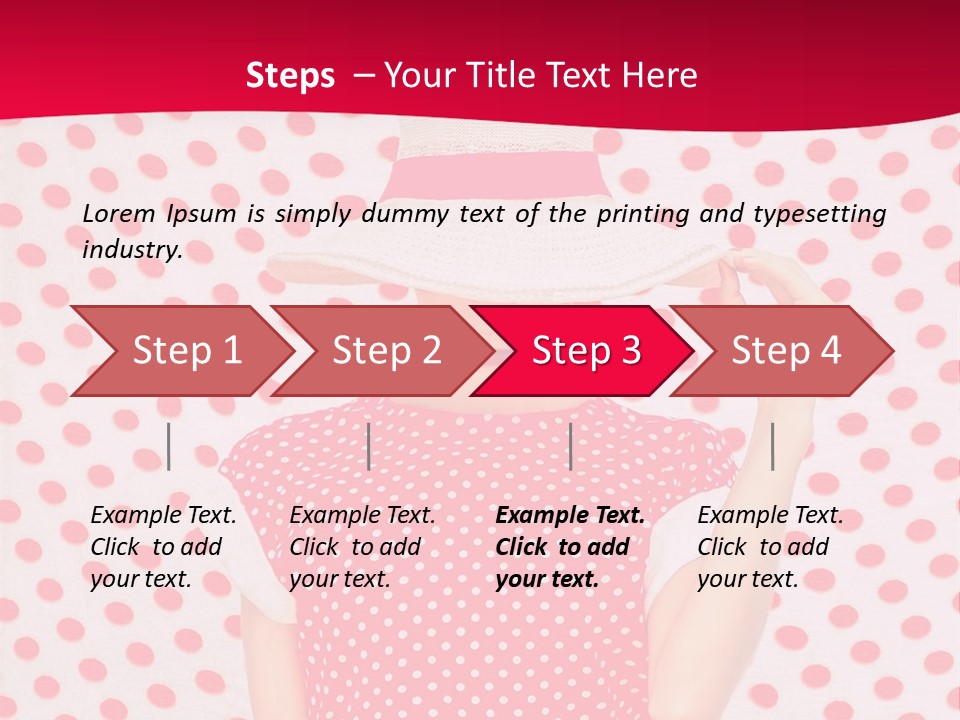 A Woman In A Red Polka Dot Dress And White Hat PowerPoint Template