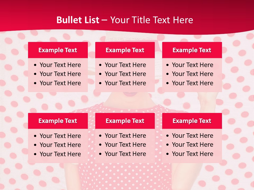 A Woman In A Red Polka Dot Dress And White Hat PowerPoint Template