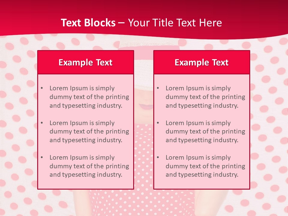 A Woman In A Red Polka Dot Dress And White Hat PowerPoint Template