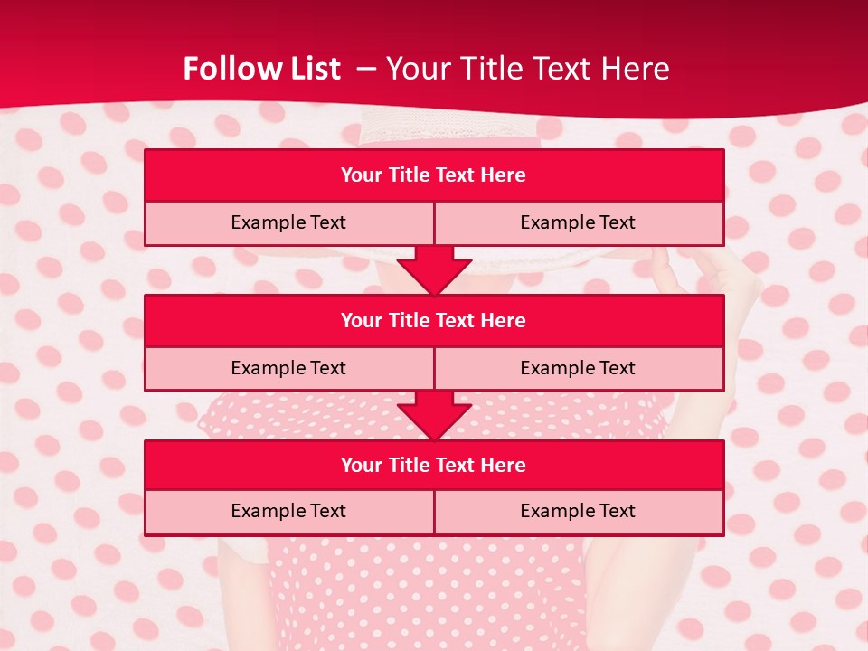 A Woman In A Red Polka Dot Dress And White Hat PowerPoint Template