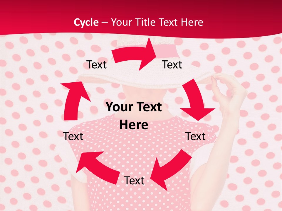 A Woman In A Red Polka Dot Dress And White Hat PowerPoint Template