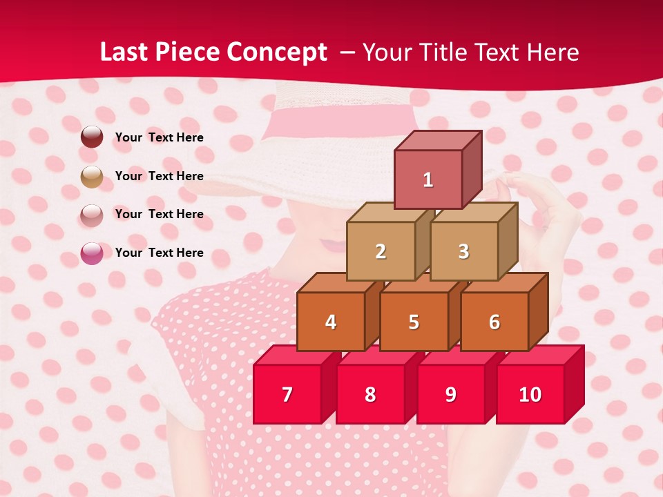 A Woman In A Red Polka Dot Dress And White Hat PowerPoint Template