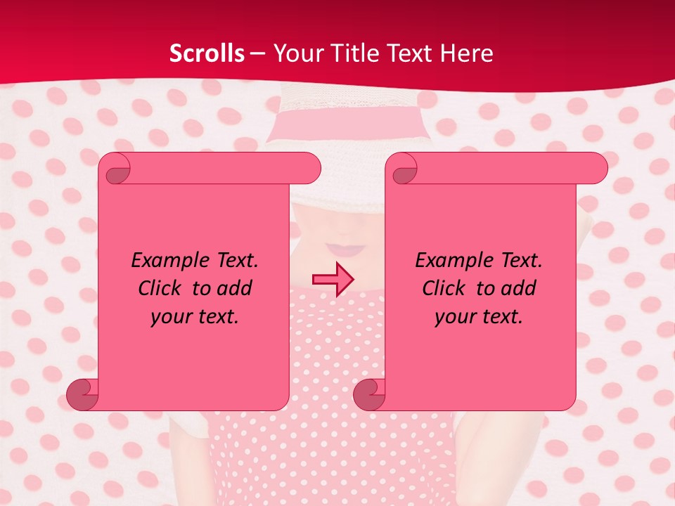 A Woman In A Red Polka Dot Dress And White Hat PowerPoint Template