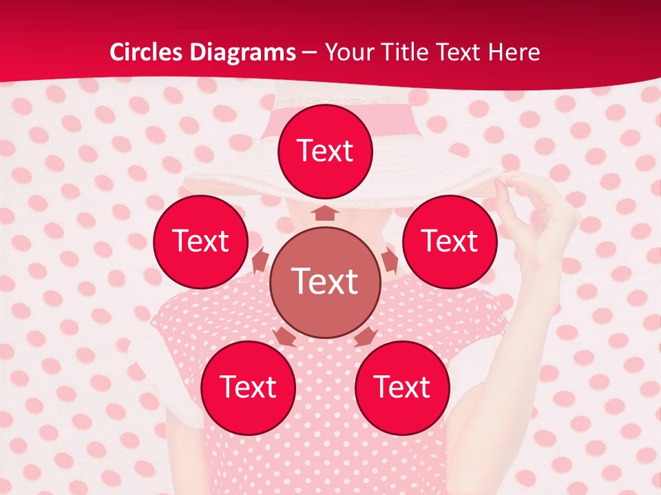 A Woman In A Red Polka Dot Dress And White Hat PowerPoint Template