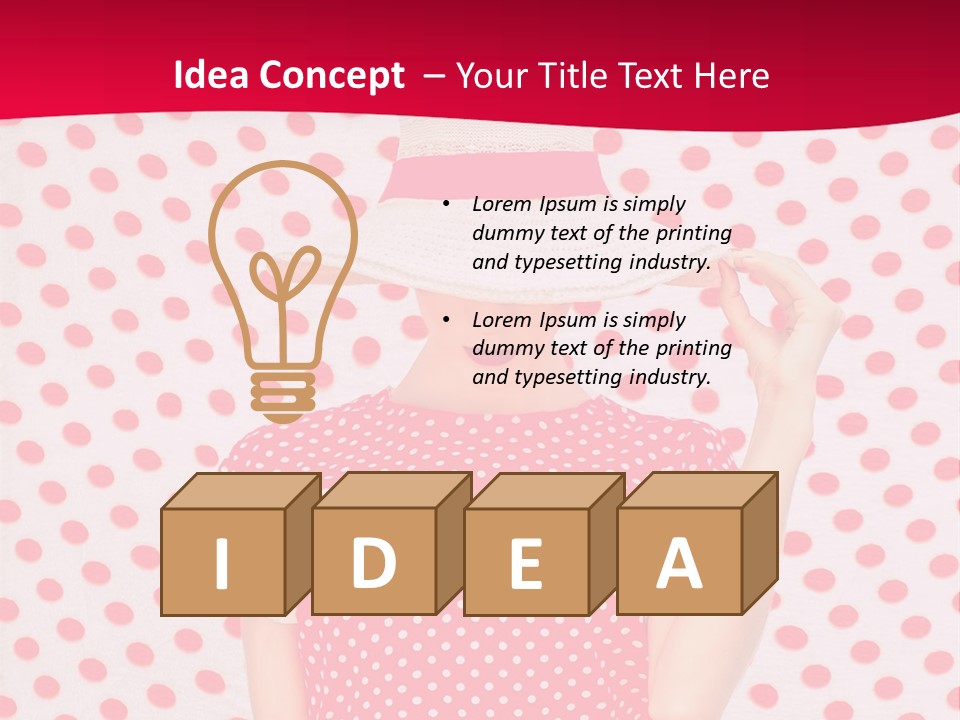 A Woman In A Red Polka Dot Dress And White Hat PowerPoint Template