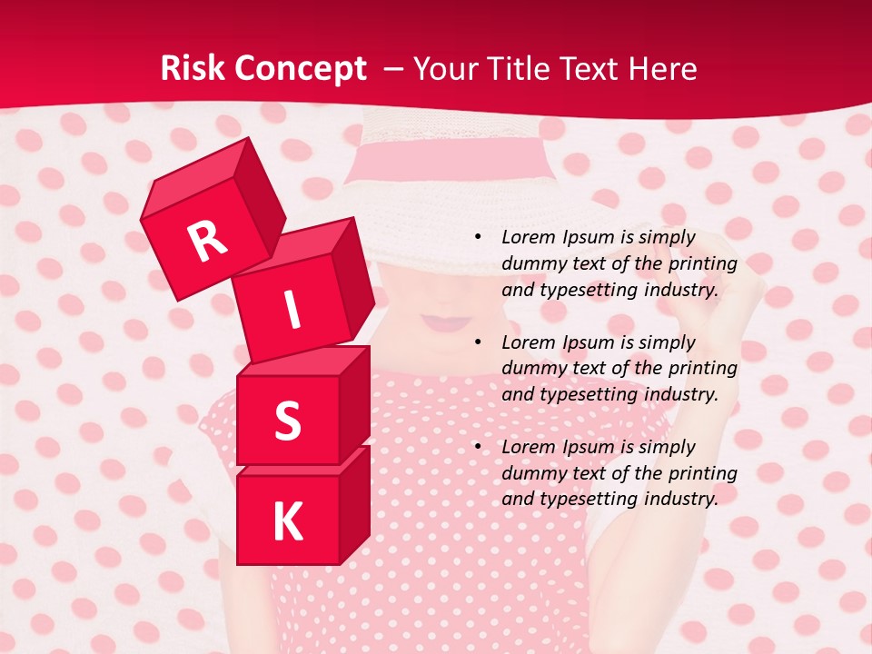 A Woman In A Red Polka Dot Dress And White Hat PowerPoint Template