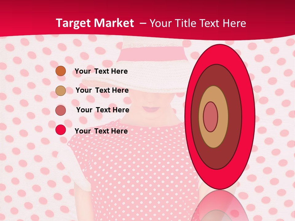A Woman In A Red Polka Dot Dress And White Hat PowerPoint Template
