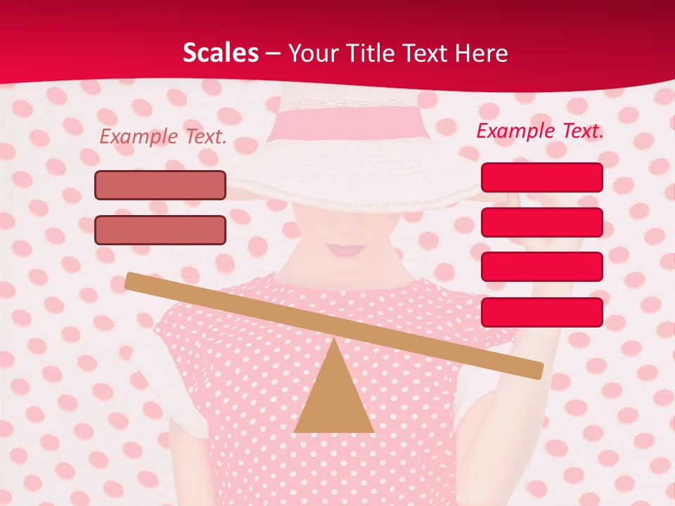 A Woman In A Red Polka Dot Dress And White Hat PowerPoint Template